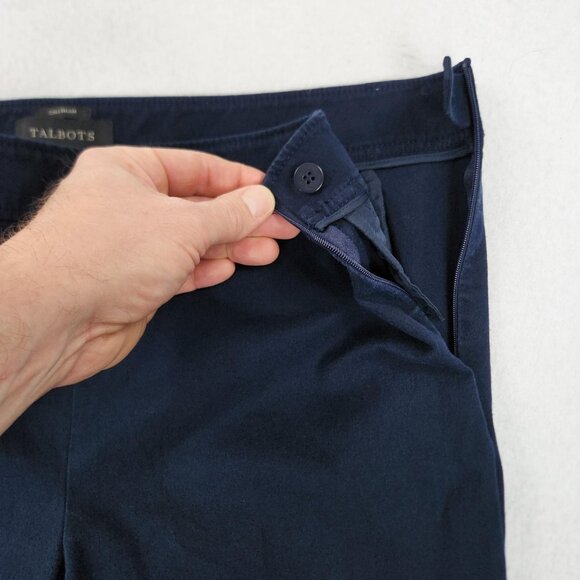 Talbots Pants Womens 14 Navy Blue Chatham Stretch Side Zip Straight Leg Hi Rise - Picture 10 of 12